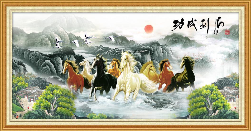 Tranh dán tường vtc mã đáo thành công lunatm-0186k phủ kim sa