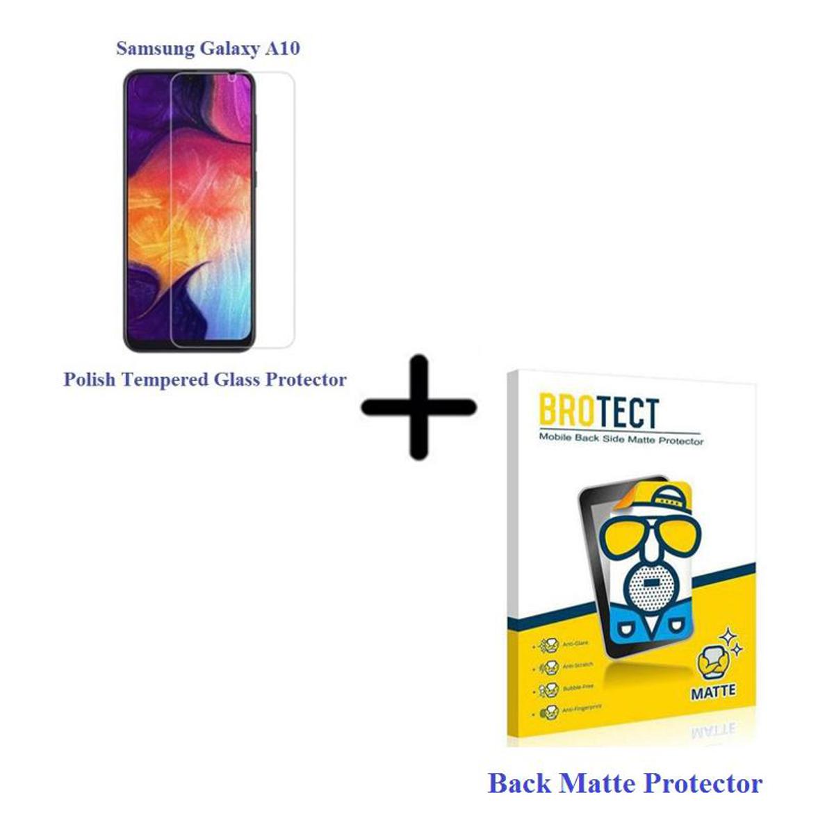 Samsung A10 Polish tempered Glass + Back Matte Protector For Samsung A10