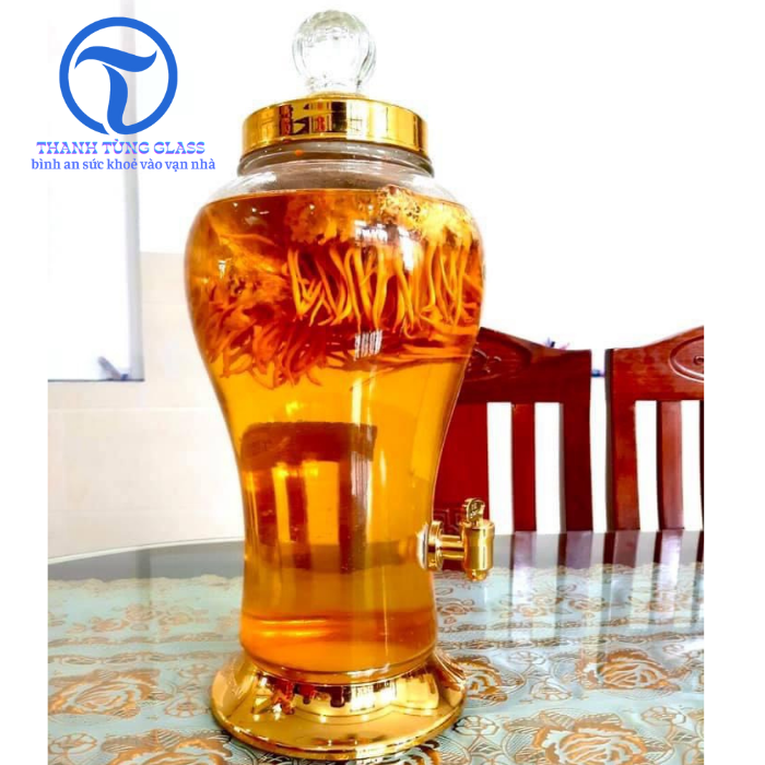BÌNH NGÂM RƯƠU SÂM THỦY TINH   Phú Hoà 4 LÍT CÓ VAN