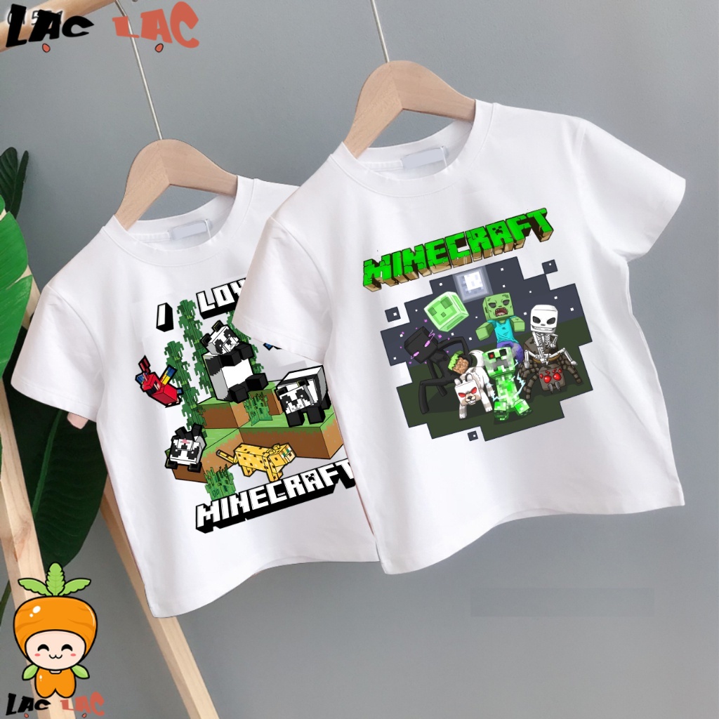 Áo Thun Minecraft V2 màu trắng dành cho bé trai bé gái