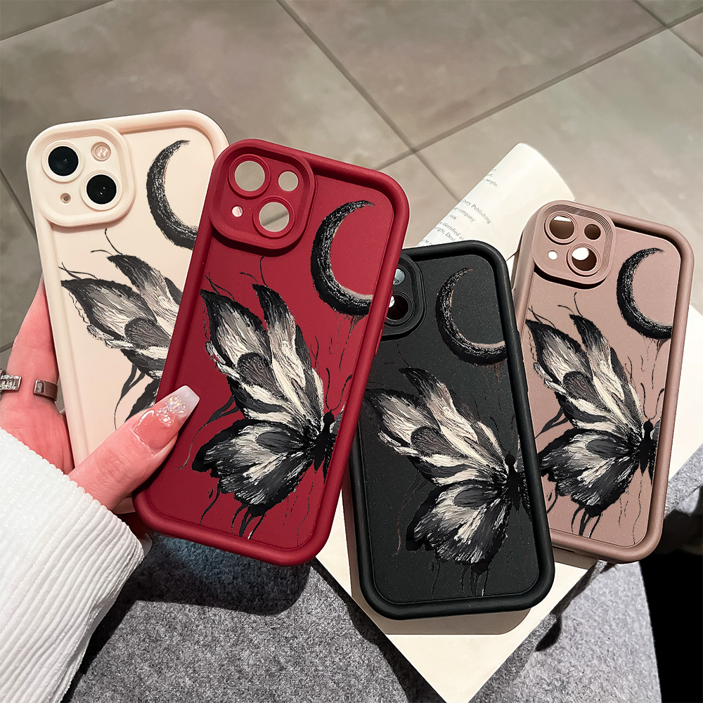 Hontinga for Redmi 14C Back Cover black butterfly Pattern Ladder Soft Camera Protection Rubber Phone Case for Girls. 