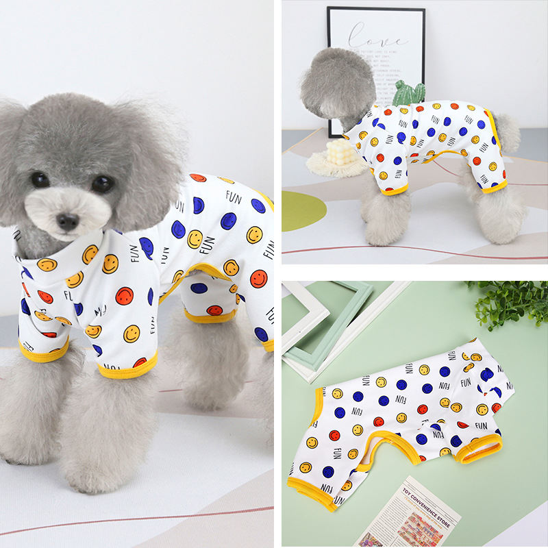 jumsuit (áo liền quần) in hình mặt cười cho chó mèo - T3 PETS SHOP