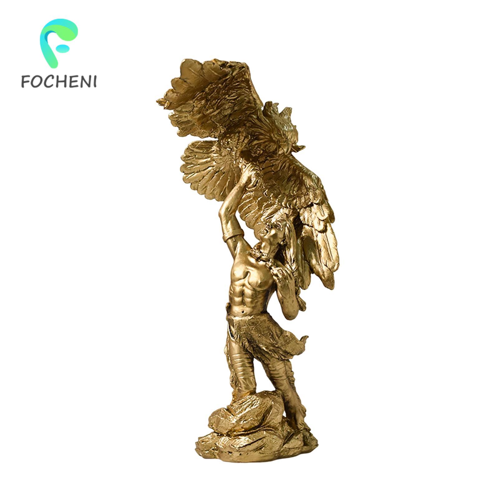 Focheni American Eagle Sculptures Wild Bird Statue Polyresin for Cabinet Adornment