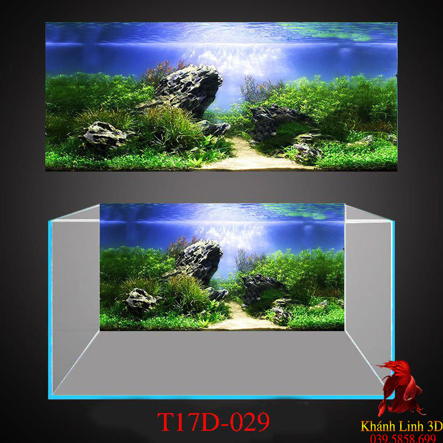 Tranh 3D dán bể cá mẫu Tranh Thuỷ Sinh Phong cảnh rừng nước trang trí hồ cá siêu đẹp, tích hợp keo sẵn trên bề mặt tranh in công nghệ UV, kích thước tranh đa dạng theo yêu cầu bể (40,50,60,80,100,120,130,160cm,...)