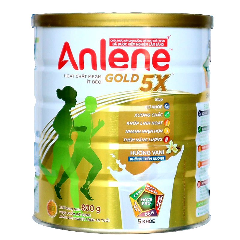 Sữa bột Anlene Gold 5X hương vani lon 800g (Trên 40 tuổi)