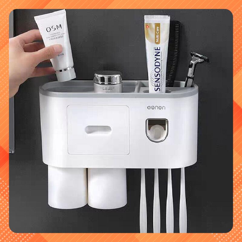 Bộ nhả kem đánh răng 2 cốc kèm miếng dán
