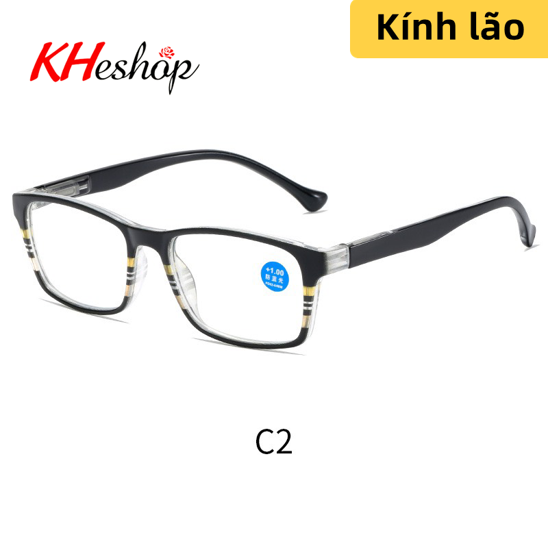 Kính viễn thị xem điện thoại bản lề bằng lò xo gọng vuông họa tiết độc đáo lịch sự phù hợp cả nam và nữ mã Y8503 - kheshop