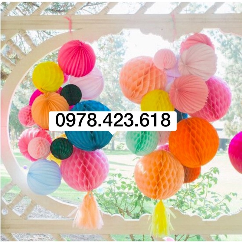 Đèn lồng giấy xếp 35cm trang trí - Đèn lồng tổ ong