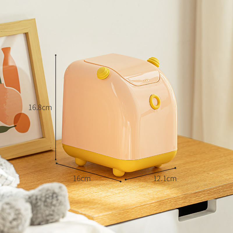 Desktop trash can Household garbage can Office desk trash can Mini trash can plastic dustbin Garbage can with cover Suitable for small space Can separate garbage.