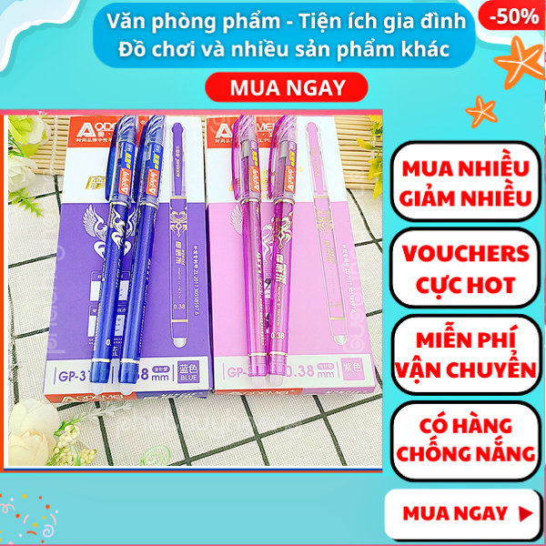 1 Hộp bút xanh / tím xoá được 12 cây tiện lợi, giá rẻ ,️ bút gel xóa được ,️ bút gel  xóa được màu xanh ,️ bút gel xóa được màu tím , đồ dùng học tập,️ Aplusmart