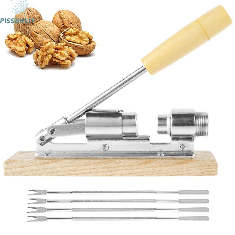Pissenlit Pecan Nut Cracker Tool for Easy Cracking Heavy Duty Nut Sheller with Wood Base Handle Adjustable Nut Crackers Pecan Nut Cracker Nut Sheller for Hazelnuts Almonds