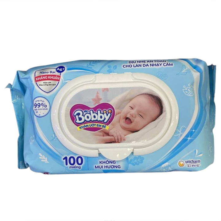 [HCM]KHĂN GIẤY ƯỚT BOBBY KHÔNG MÙI 100 MIẾNG