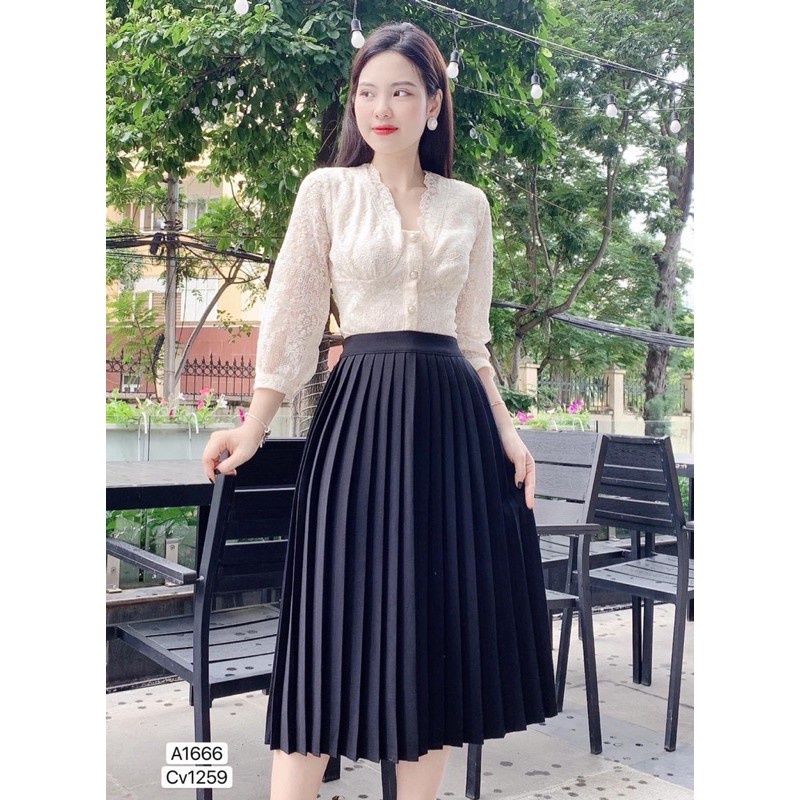 Chân váy CÁT HÀN DẬP LY mix gì cũng đẹp