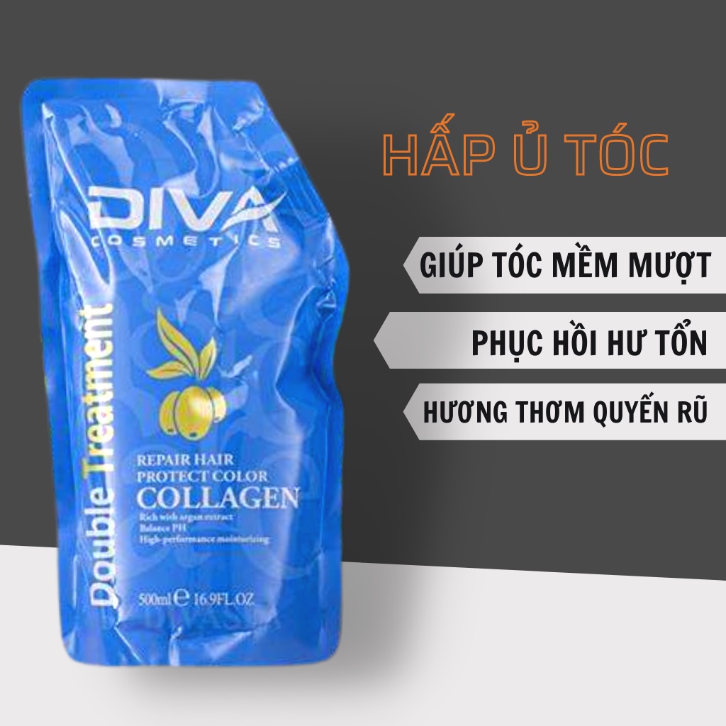 DẦU HẤP PHỤC HỒI COLLAGEN DIVA 500ml PHỤC HỒI TÓC YẾU