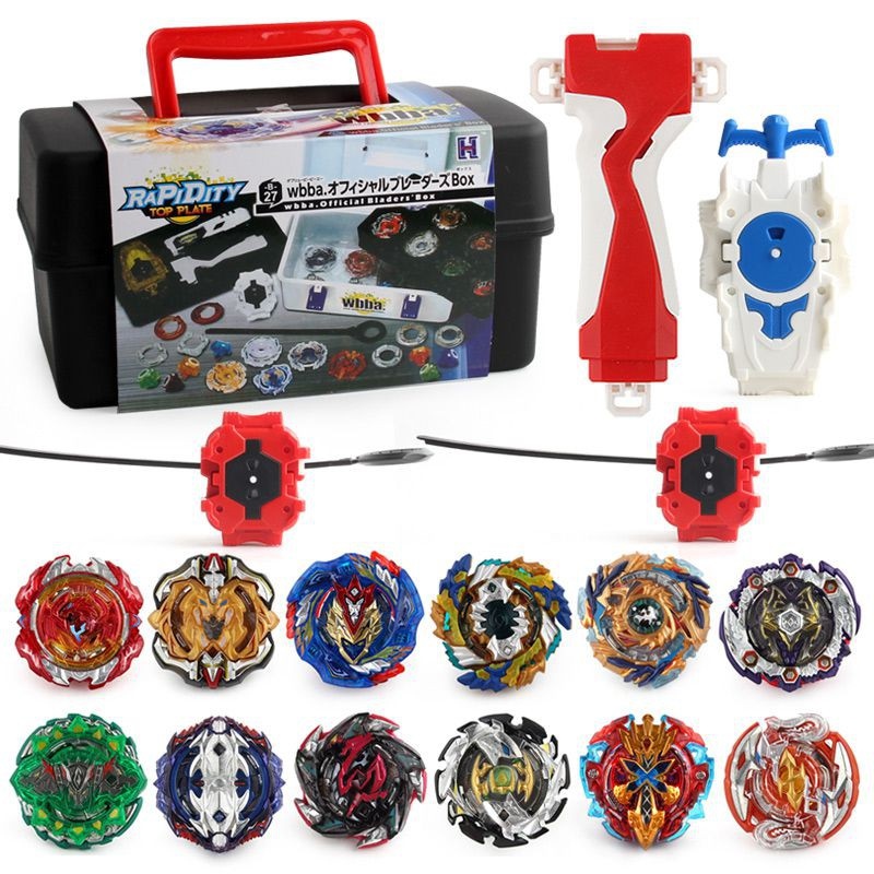 Set 12 món đồ chơi con quay beyblade kèm hộp đựng