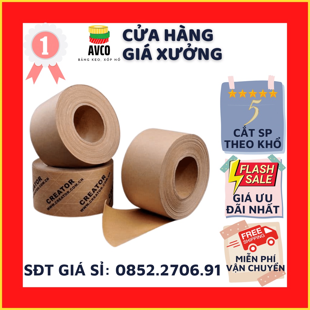 Băng dính giấy Kraft da bò khổ 5cm
