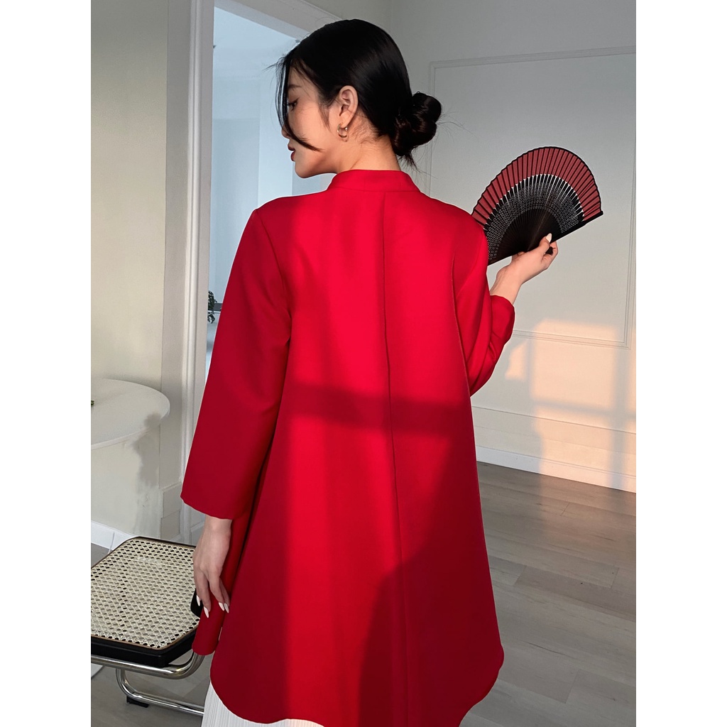 TUBYCATU | Áo dài đỏ cổ trụ (không kèm quần)