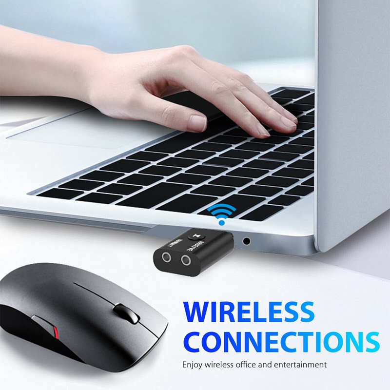 2-In-1 USB Bluetooth Audio Transmitter Receiver Adapter HiFi Wireless Audio Adapter with 3.5mm AUX Cable for TV PC Car