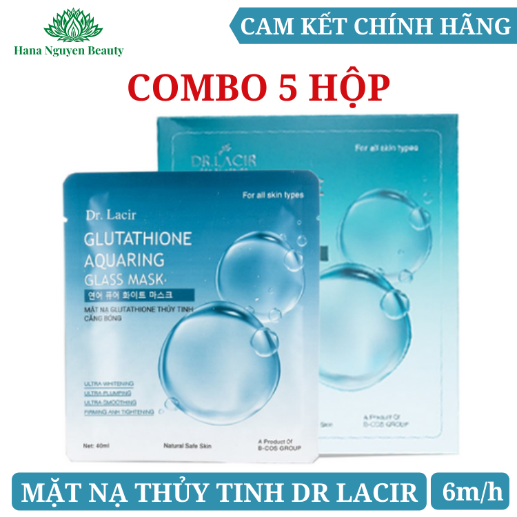 Combo 5 hộp mặt nạ thủy tinh gluthatione dr lacir hộp 6 miếng