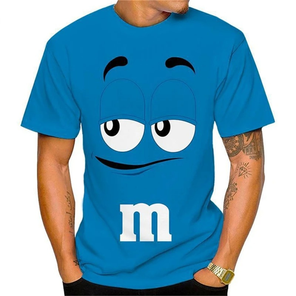 Funny%20M&M's%20Chocolate%20Bean%20Cartoon%203D%20Print%20T%20Shirt%20For%20Men%20Unisex%20Casual%20O-neck%20Short%20Sleeve%20T-shirt%20Fashion%20Children%20Loose%20Top%20-%20Image%207