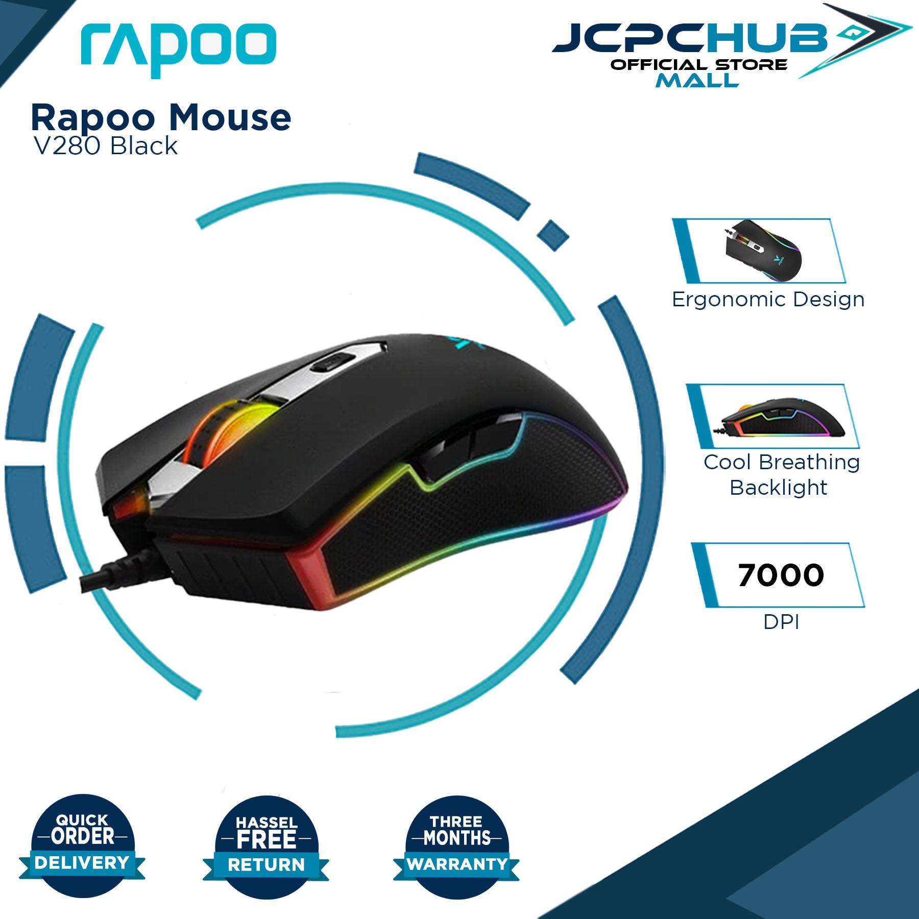 Rapoo V280 Optical Gaming Mouse 7000dpi Lazada PH