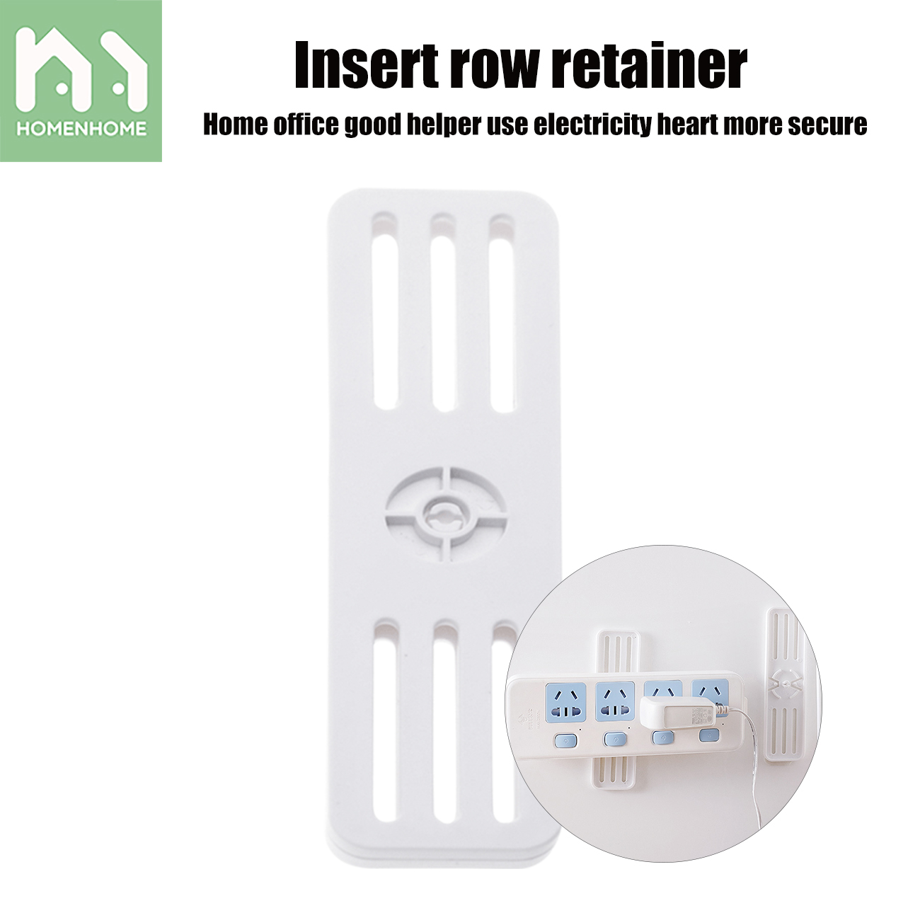 Homenhome 1pcs Self Adhesive Power Strip Hook Power Plug Hanger Wall Mounted Socket Holder