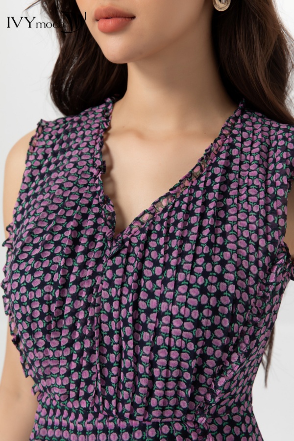 Đầm chiffon dáng xếp IVY moda MS 41M6742