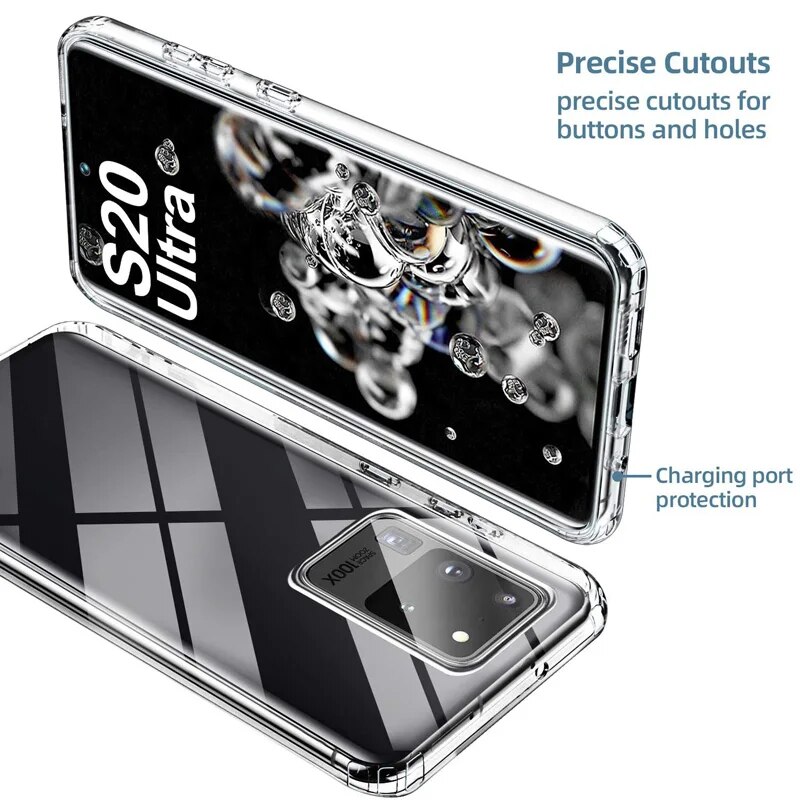 360 Protector Transparent Phone Case For Samsung Galaxy S24 S23 S22 S21FE S20 Plus S8 S9 S10 Note 20 Ultra 10 Pro A54 Full Cover.