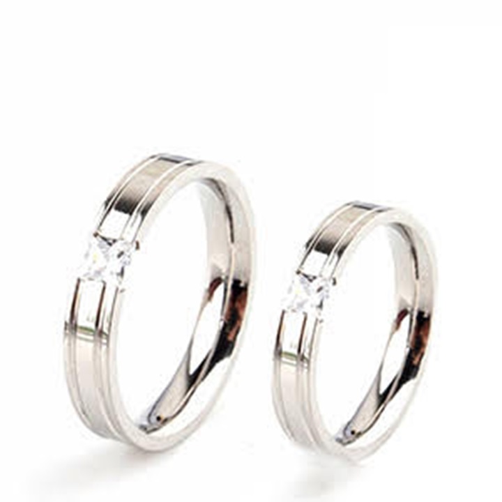 Nhẫn tình nhân giá 1 đôi đá cubic NC89 nhẫn đôi titan