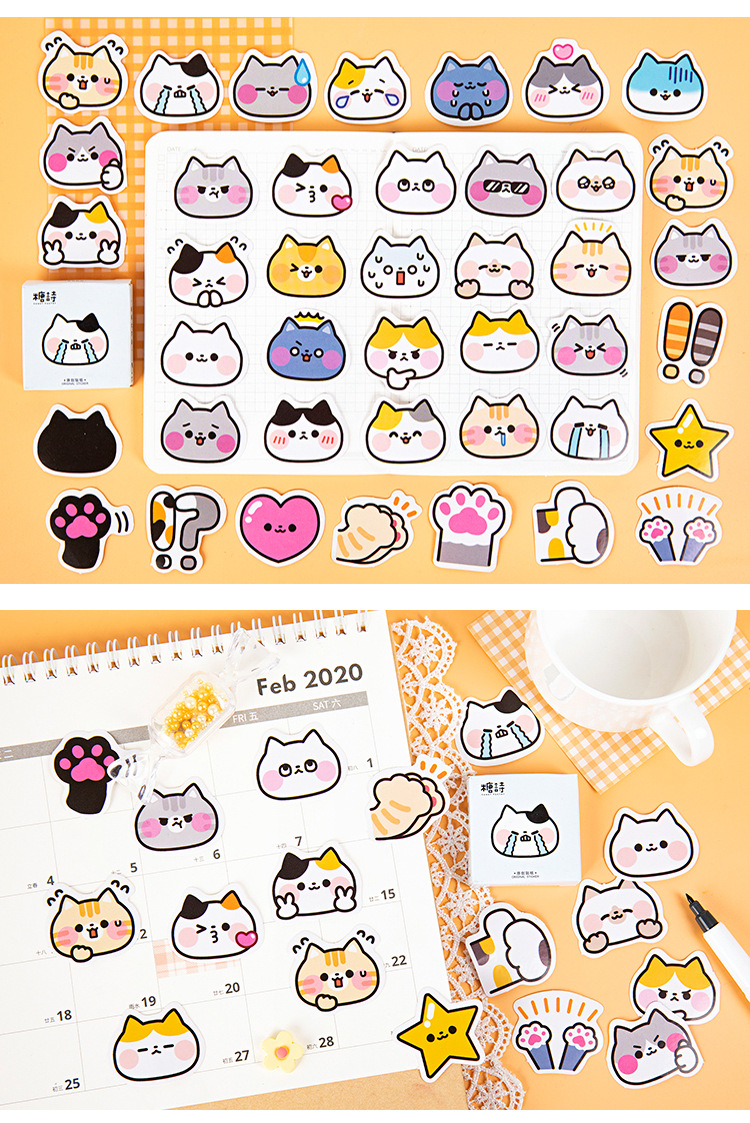 Hộp 45 stickers hình mèo