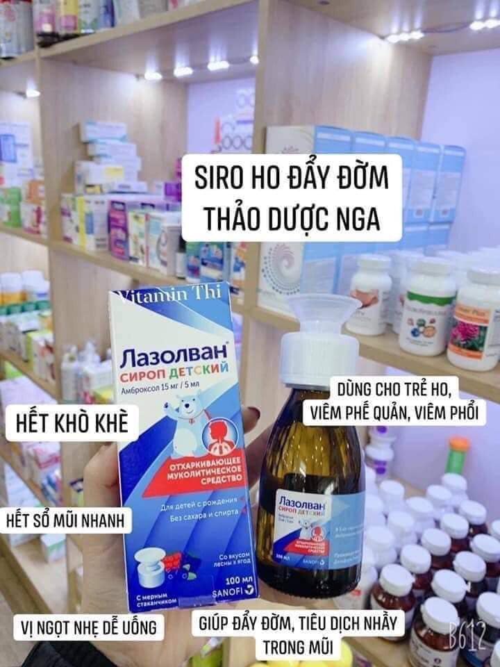 Siro Ho và Long Đờm Lazolvan (0m+) Nga, 100ml