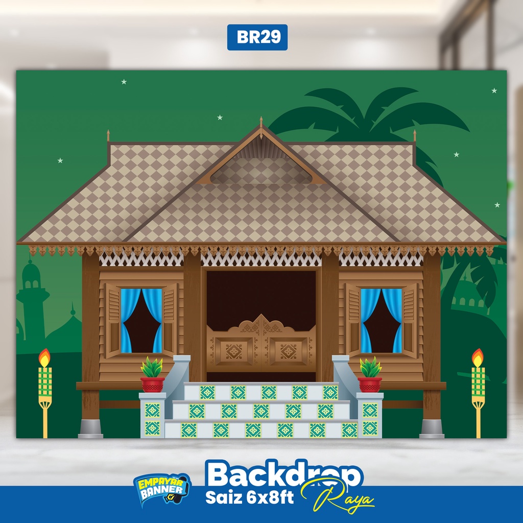 Banner Decoration / Backdrop Rumah Kampung Hari Raya Aidilfitri