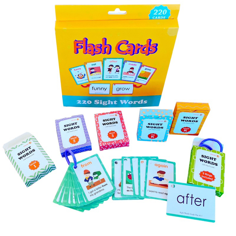 Thẻ 220 sight words từ vựng tiếng anh thông dụng flashcard giúp bé tập đọc tiếng anh, học tiếng anh cho bé