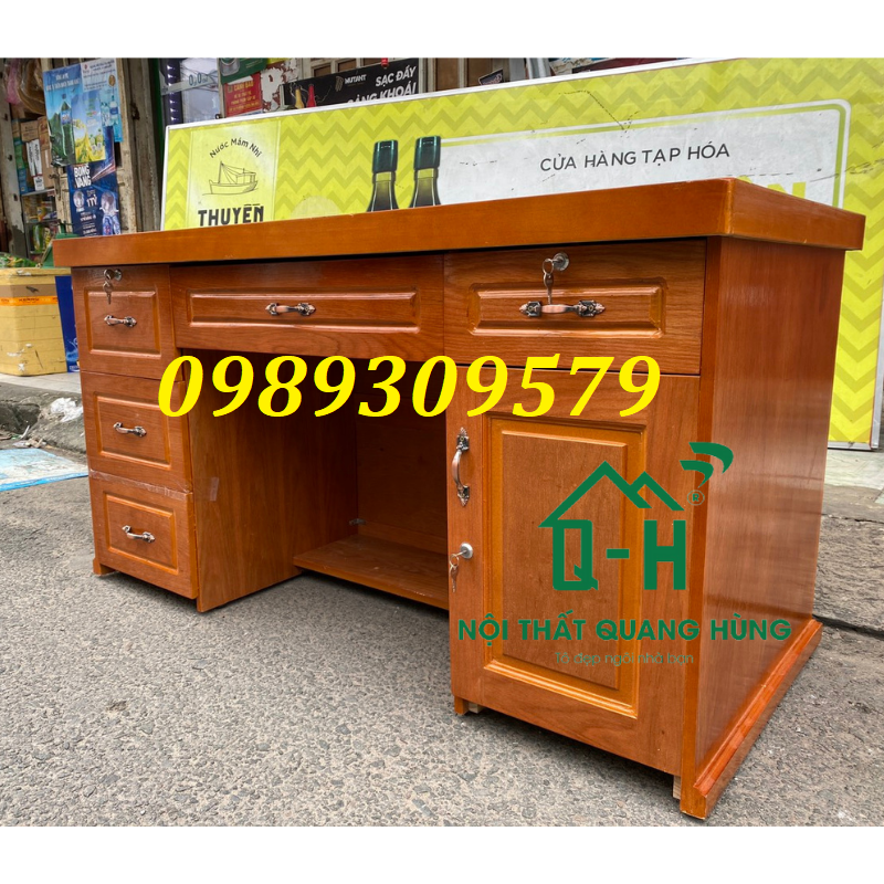 Bàn làm việc gỗ sồi nguyên khối chắc chắn hcm