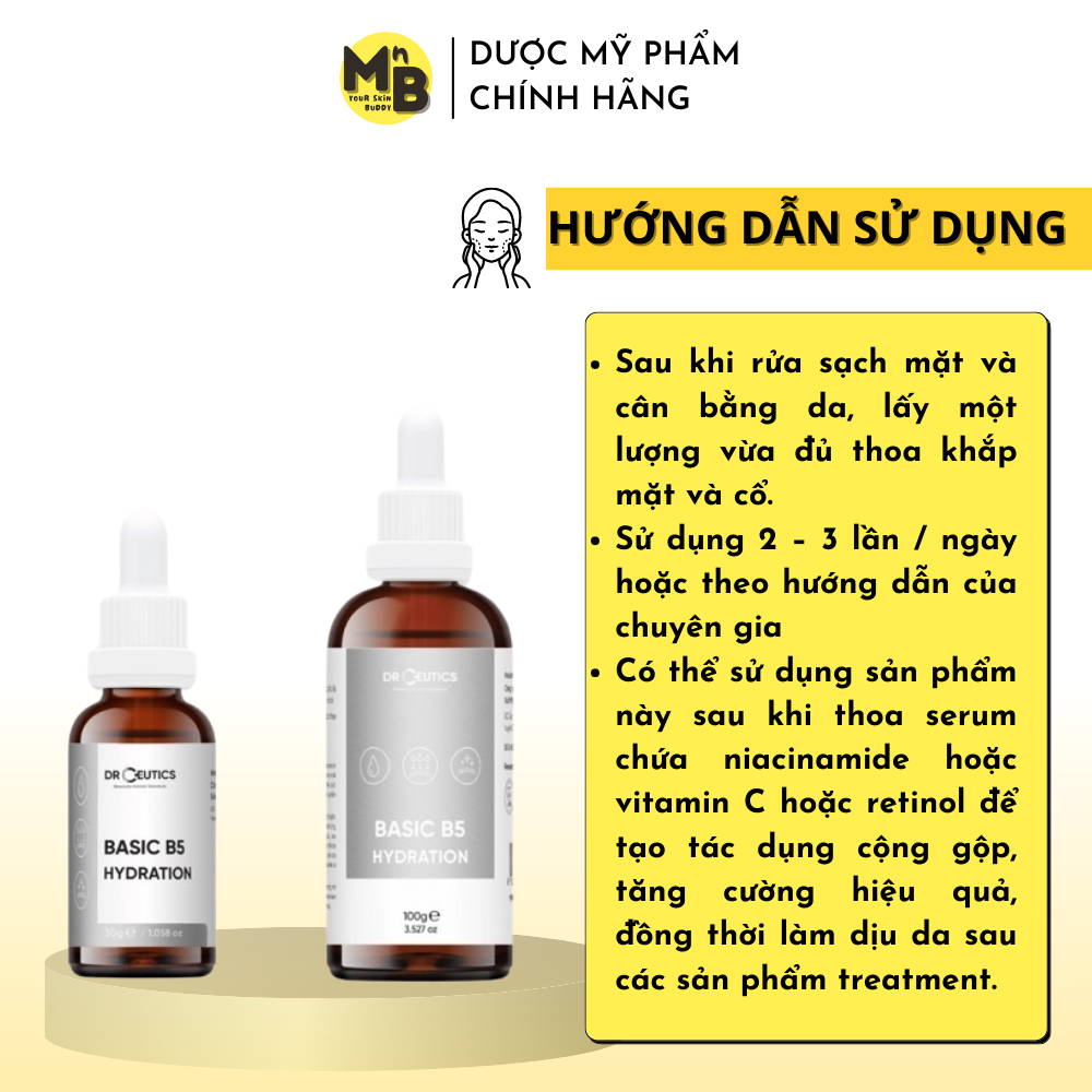 Tinh Chất B5 Basic Hydration 5% DrCeutics Cho Da Dầu Mụn 30ml 100ml