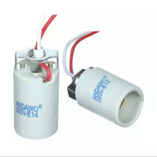 Đui sứ E14 có dây chịu nhiệt (Giá 1 cái)