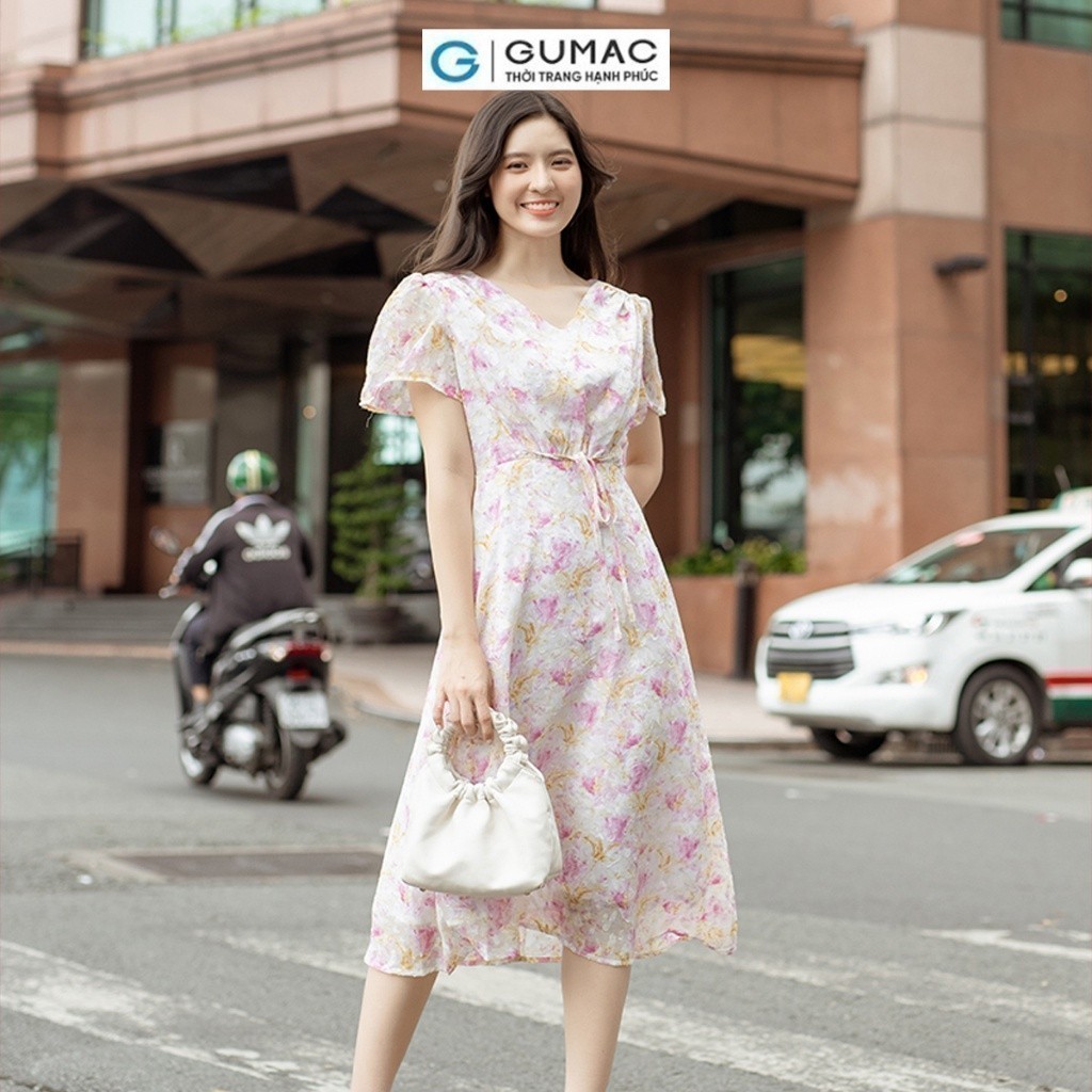 [BST MỚI RA MẮT THÁNG 6] Đầm hoa thắt nơ eo thời trang GUMAC DD06015