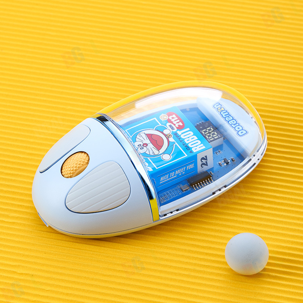 100% Authentic Doraemon Mouse Wireless Bluetooth Dual Mode Transparent Design Rechargeable for PC Laptop Computer Mute RST10855