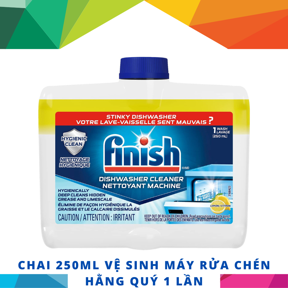 [Finish Chính Hãng] Chai 250ml dung dịch vệ sinh sạch sâu cặn bẩn máy rửa chén gia đình Finish EU) – (Khuyên dùng 3 tháng 1 lần).