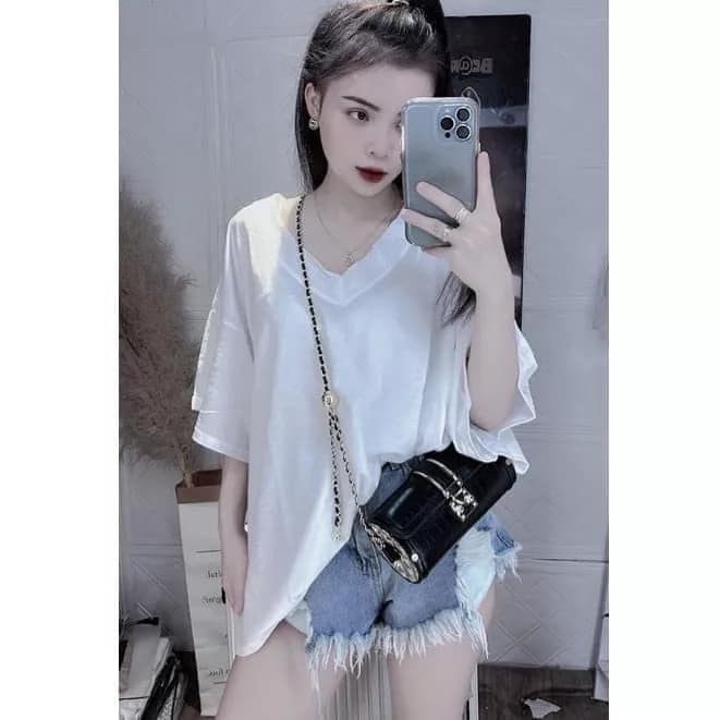 Áo Phông Cổ Tim Chất Cotton Giấy Siêu Mềm Mát