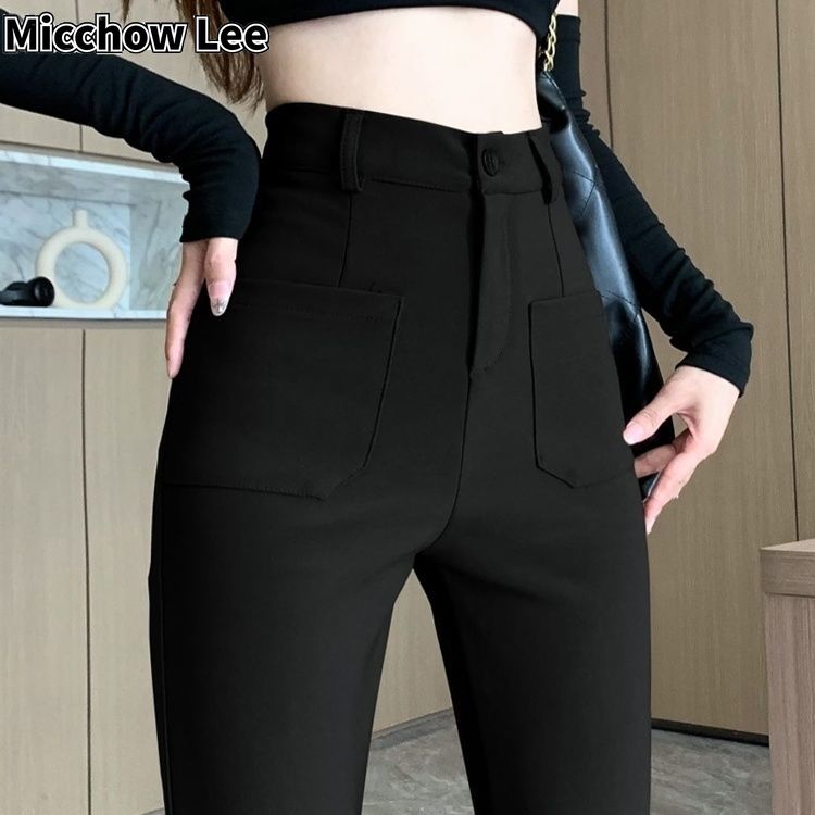 Micchow Lee High Waist Pants Women Fashion Casual Korean Pants Stretch  Flared Pants Plus Size Floor Trousers for Women