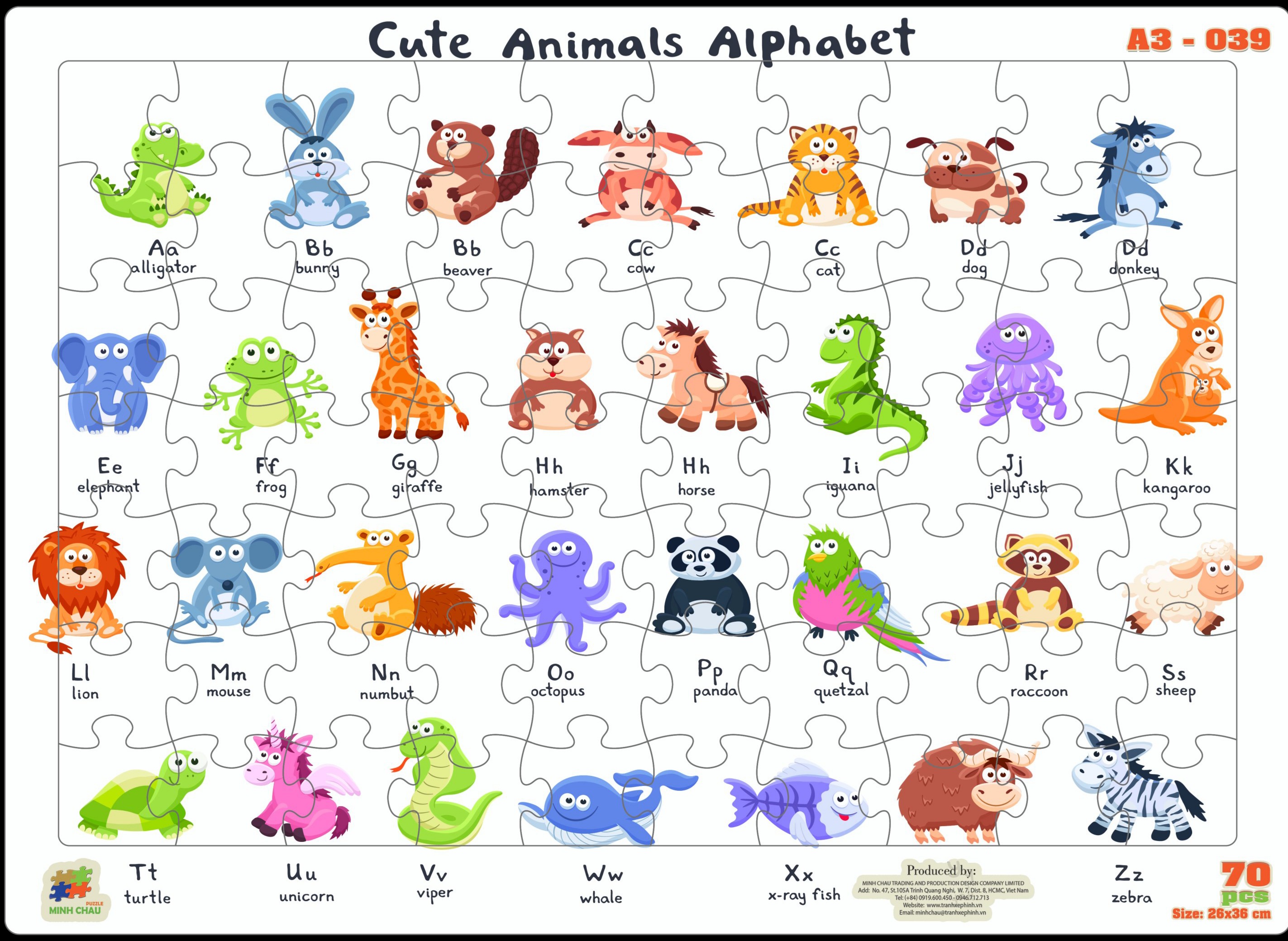 TRANH GHÉP HÌNH 70 MẢNH Cute animals alphabet thumbnail