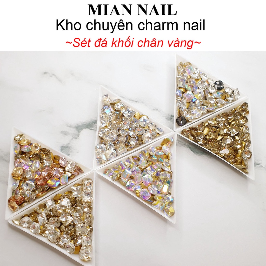 Đá nail MIAN _ Sét đá khối chân vàng siêu sáng