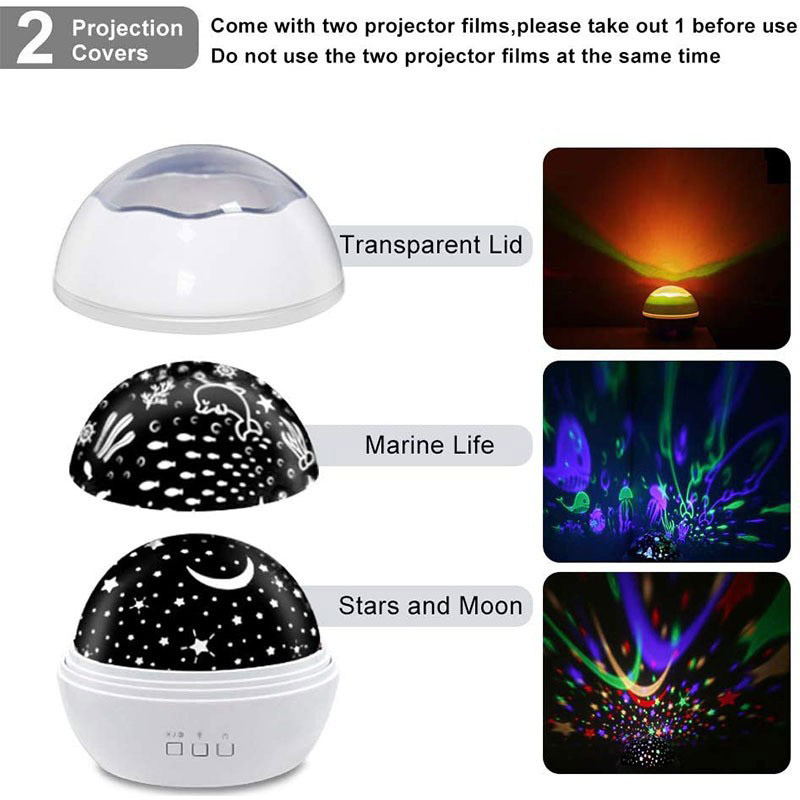 Night light Romantic rotating star projection light USB baby sleeping light bedroom ball light