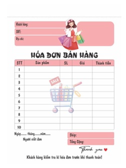(Free Ship) Cuốn 100 Tờ Hoá Đơn Bán Lẻ Cute Size Lớn 15*21