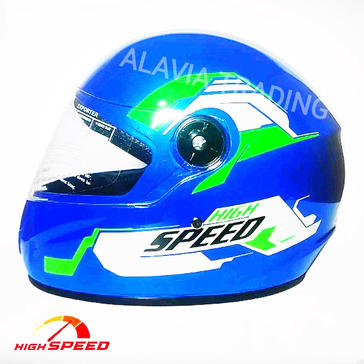 Full face bike helmet sfm high speed-blue and white graphics.