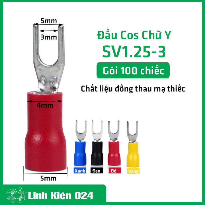 Đầu cốt chữ y sv1.25-3 túi cos 100 chiếc