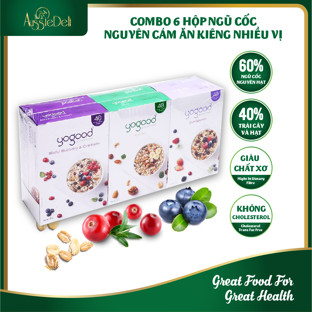 [HCM]Combo 6 hộp ngũ cốc nguyên cám ăn kiêng nhiều vị Yogood Gourmet Variety Pack - 240g chất lượng đảm bảo an toàn đến sức khỏe người sử dụng cam kết hàng đúng mô tả
