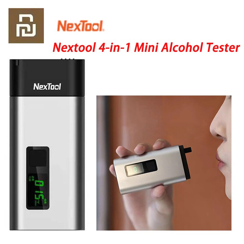 Youpin NexTool 4-in-1 Mini Alcohol Tester LCD Digital Portable Car Breathalyzer with Window Breaker Rope Cutter / 4-in-1 Mini alcol Tester LCD Digital Portable Car breathalyzer