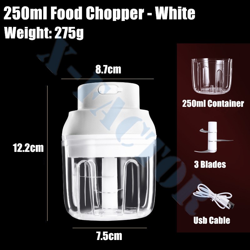 【SG Seller】Electric USB Rechargeable Food Chopper Garlic Blender